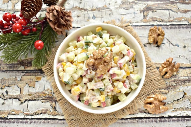Festive Crab Stick and Walnut Salad