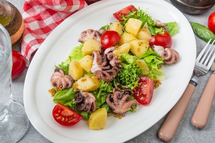 Potato, Octopus, and Cherry Tomato Salad
