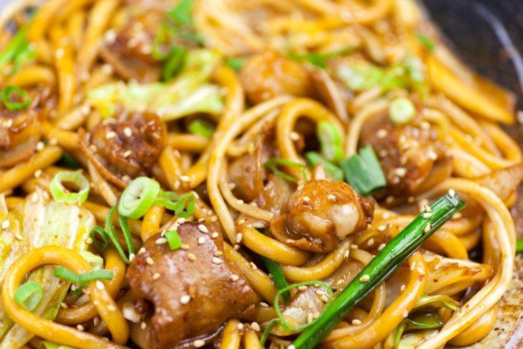 Udon with Beef and Napa Cabbage