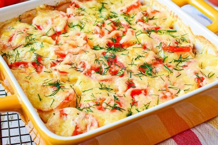 Chicken, Potato, and Tomato Bake