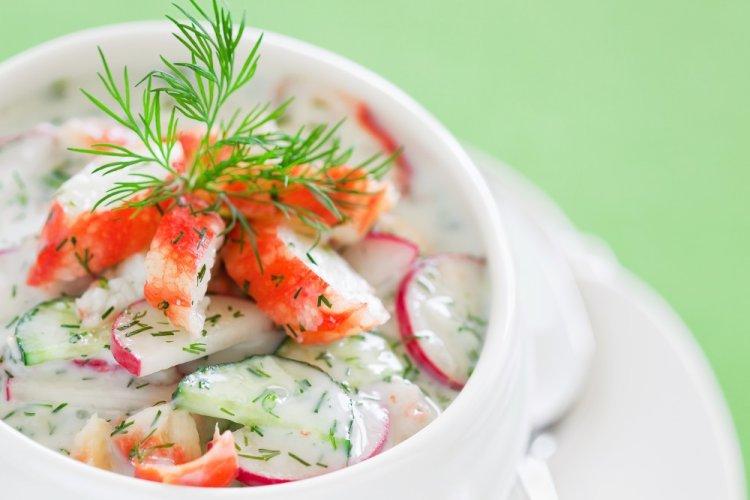 Okroshka with Crab Sticks
