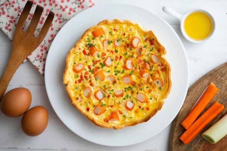 Cheese Pie with Crab Sticks