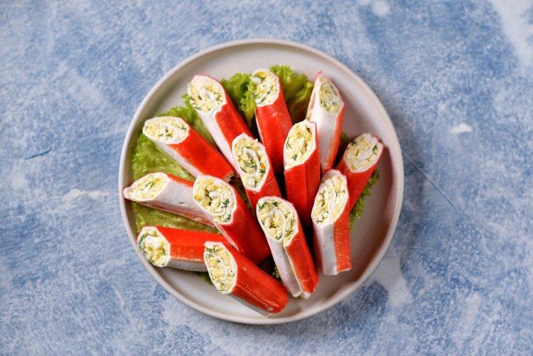 Crab Stick Rolls with Eggs and Cheese