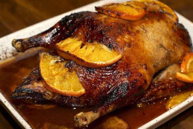 Pato asado en adobo de mostaza y limón