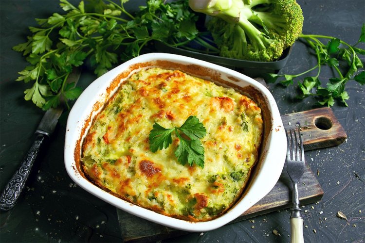 Egg White Casserole with Broccoli and Calamari