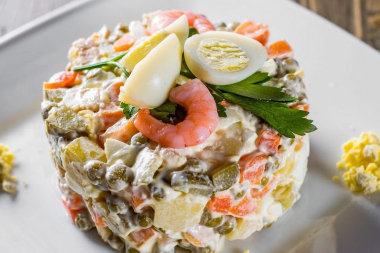 Olivier Salad with Shrimp
