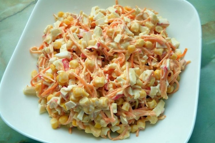 Crab Stick, Corn, and Korean Carrot Salad