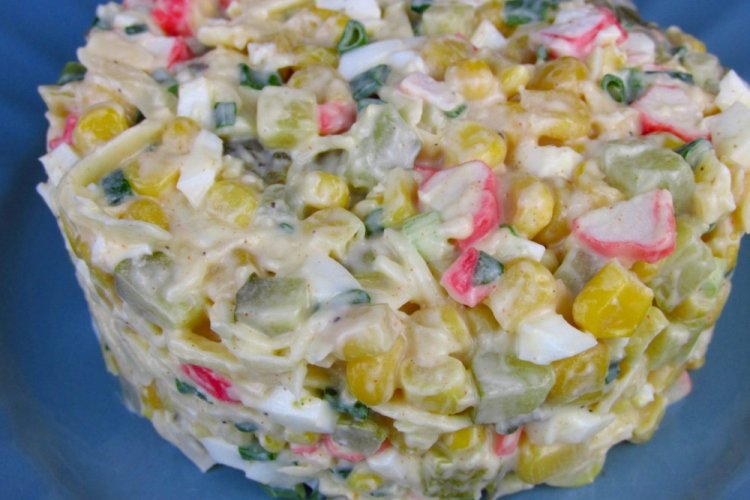Crab Stick, Pickled Cucumber, and Corn Salad