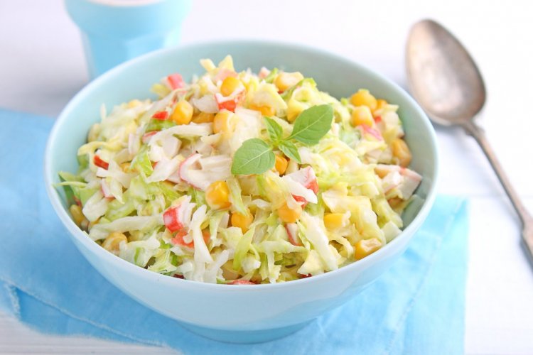 Crab Stick, Cabbage, and Corn Salad