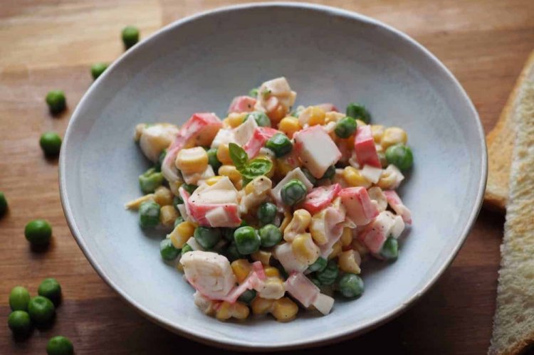 Crab Stick, Corn, and Green Pea Salad