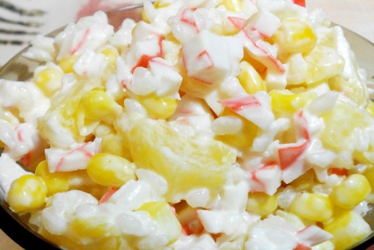 Crab Stick, Corn, and Pineapple Salad