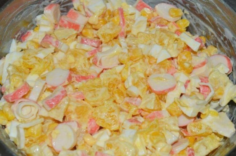 Crab Stick, Corn, and Orange Salad