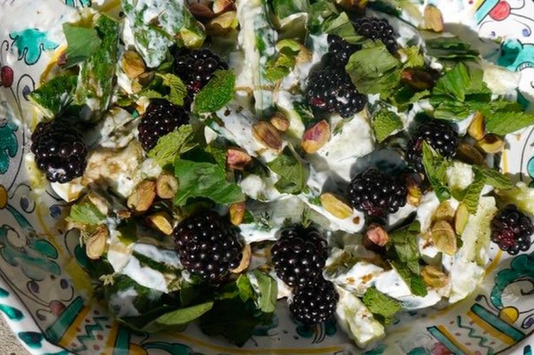 Cucumber, Blackberry, and Pistachio Salad