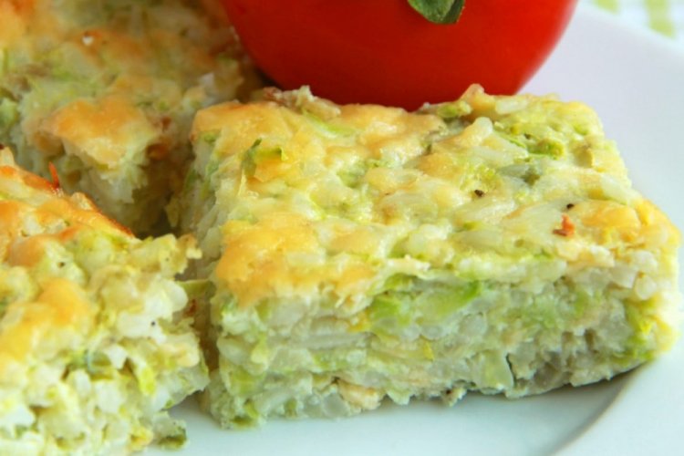 Pudín de arroz con calabacín y queso