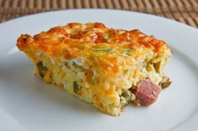 Pudín de arroz con jamón y queso