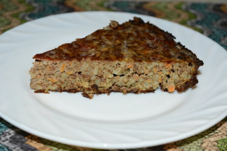 Pudín de arroz con hígado al horno