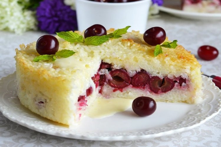 Pudín de arroz con cerezas