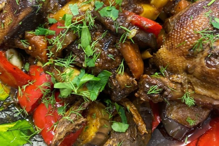 Duck with Pear and Tomatoes in an Afghan Kazan