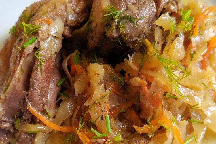 Duck with Cabbage in an Afghan Kazan