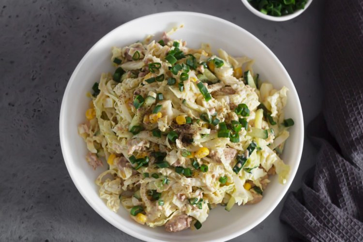 Salad with Napa Cabbage and Trout Liver