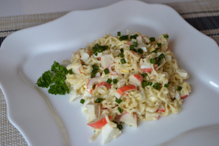 Crab Stick and Instant Noodle Salad