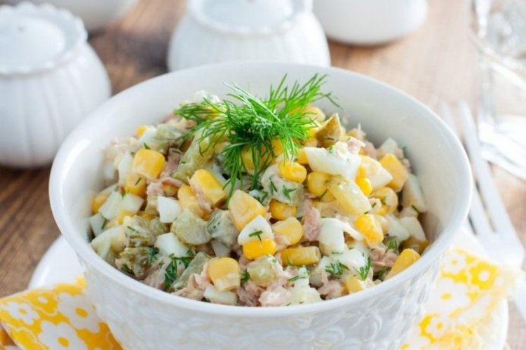 Tuna, Corn, and Pickled Cucumber Salad