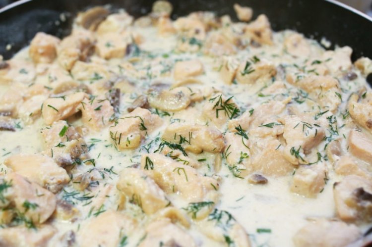 Chicken with Mushrooms in Cream Sauce