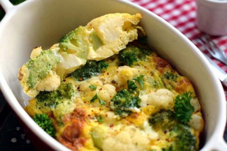 Keto Cauliflower and Broccoli Casserole with Sausages