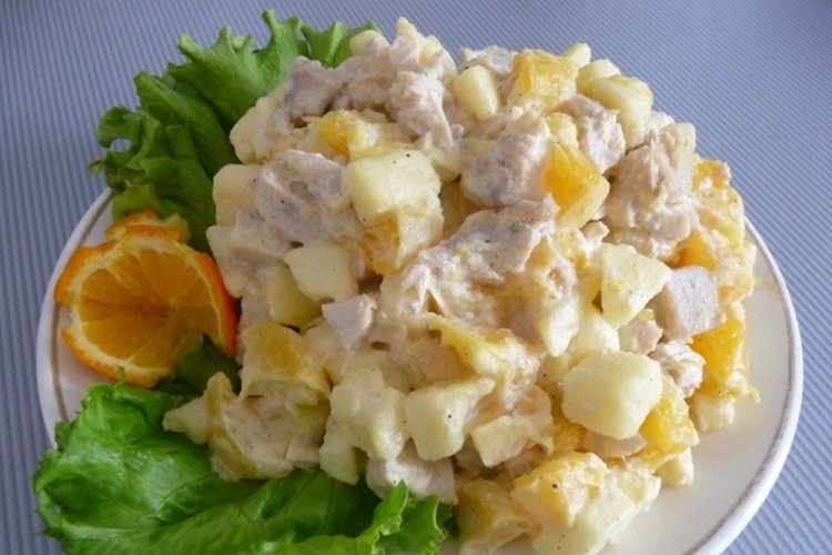 Meat Salad with Oranges for New Year's