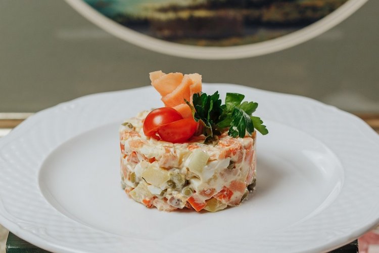 Olivier Salad with Salmon