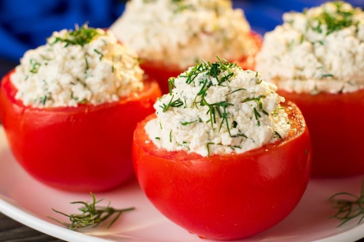 Stuffed Tomatoes with Cheese for New Year's