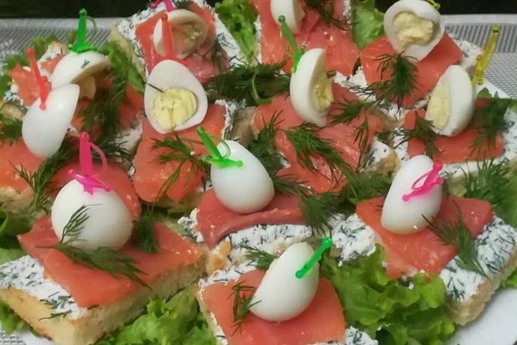 Salmon and Quail Egg Sandwiches