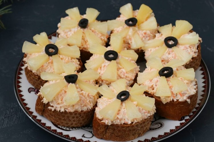 Crab Stick and Pineapple Sandwiches