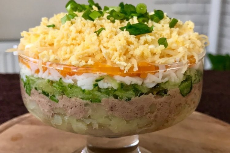 Layered Cod Liver Salad