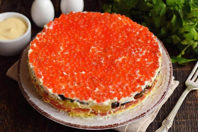 Layered Red Caviar Salad