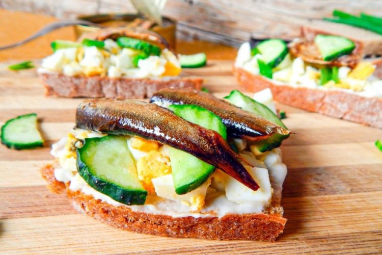 Sprat Bruschetta with Eggs