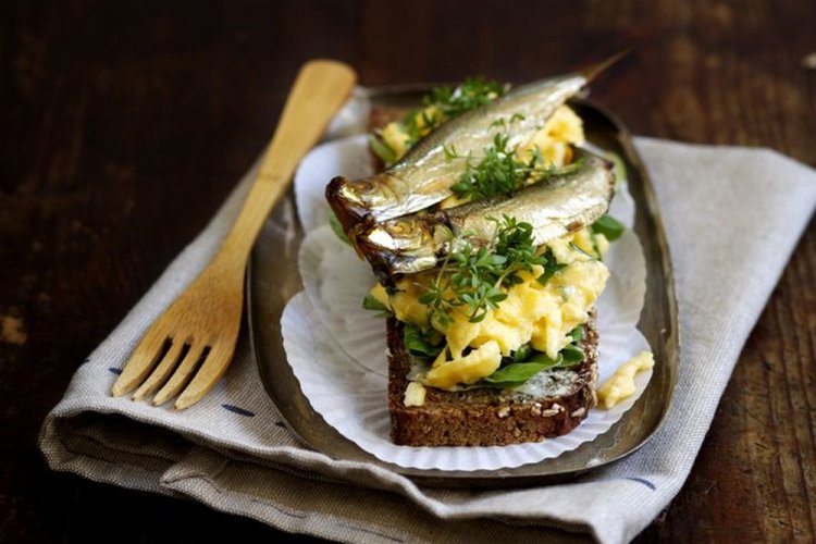 Sprat Bruschetta with Fried Egg