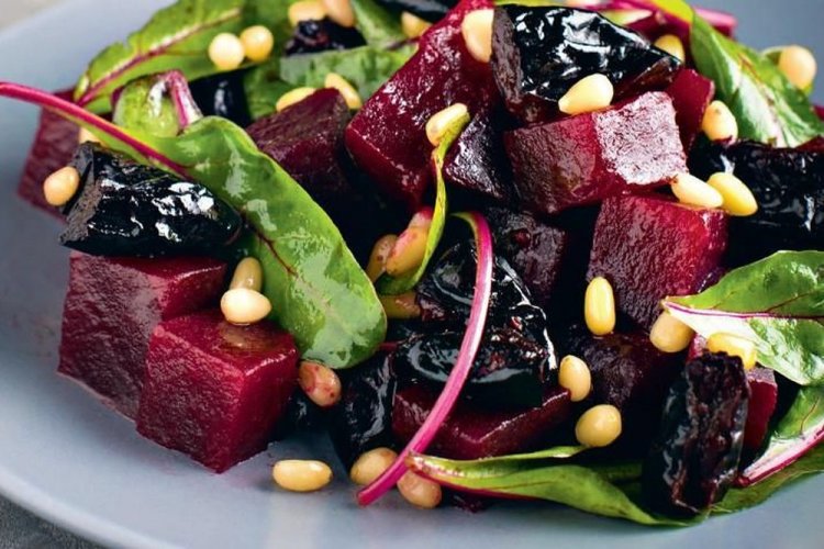 Baked Beetroot Salad with Herbs and Prunes