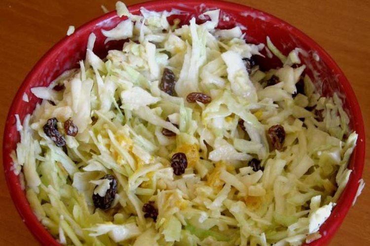 Chinese Cabbage Salad with Prunes and Raisins