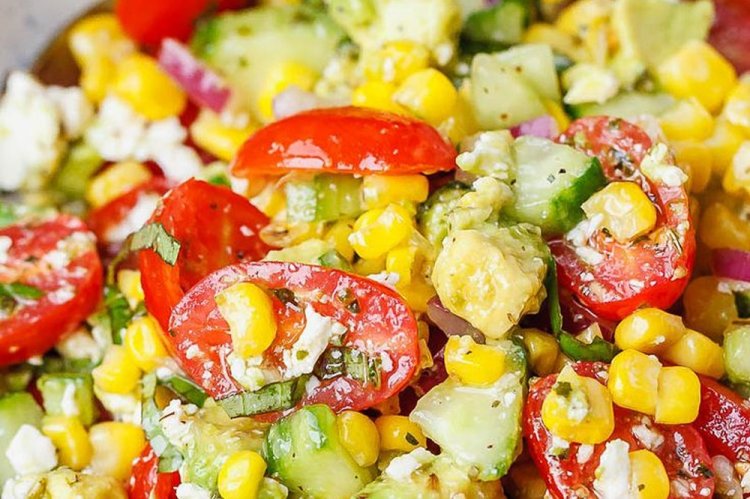Keto Salad with Avocado and Boiled Corn