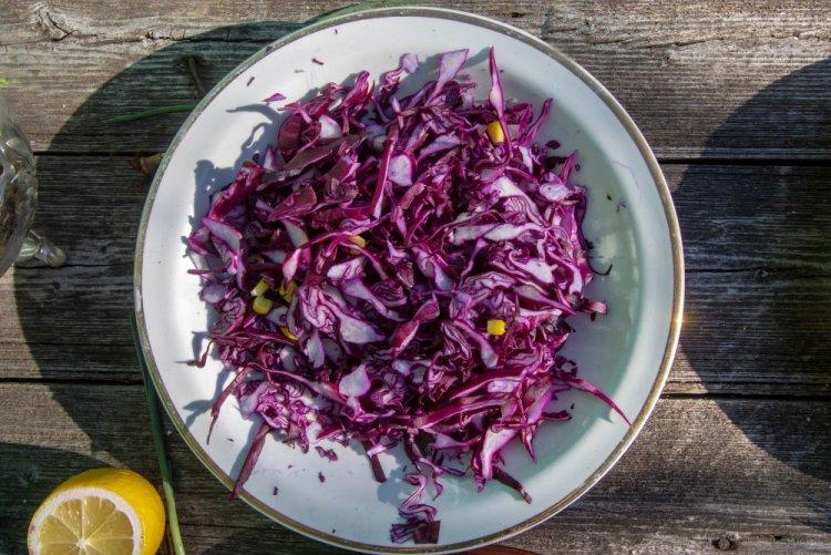 Healthy Salad with Corn, Beets, and Cabbage