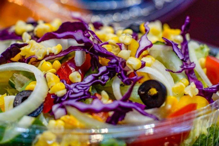 Healthy Salad with Corn and Raw Mushrooms