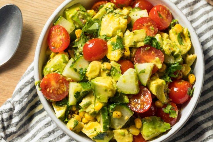 Healthy Salad with Avocado and Corn