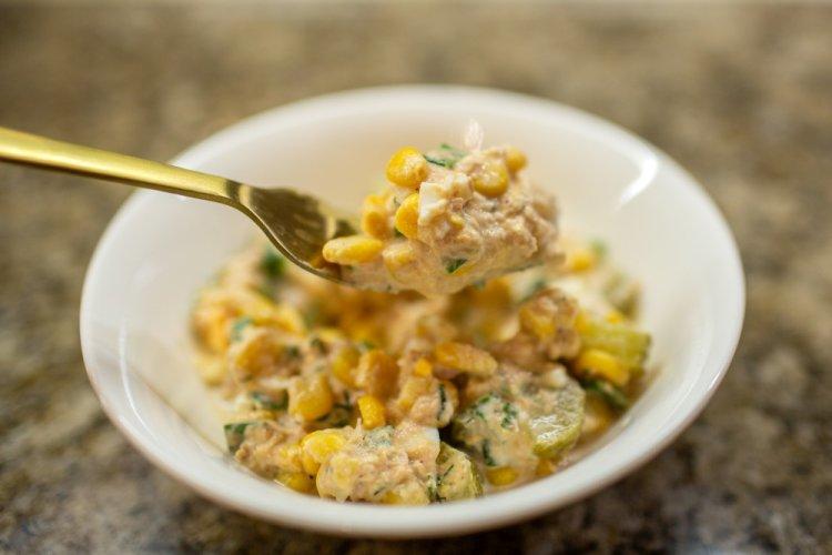 Healthy Salad with Corn and Canned Tuna