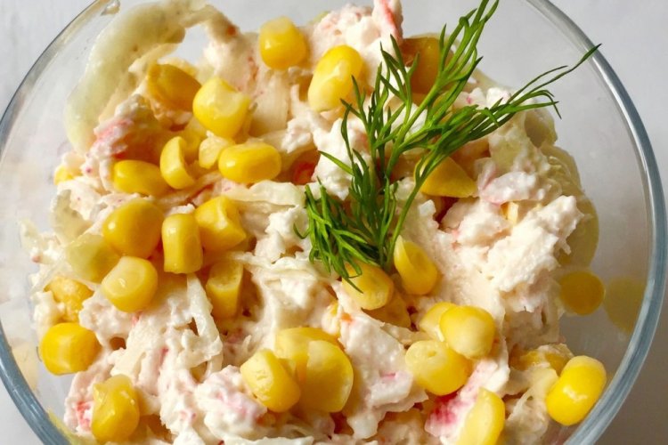 Salad with Krill Meat and Corn