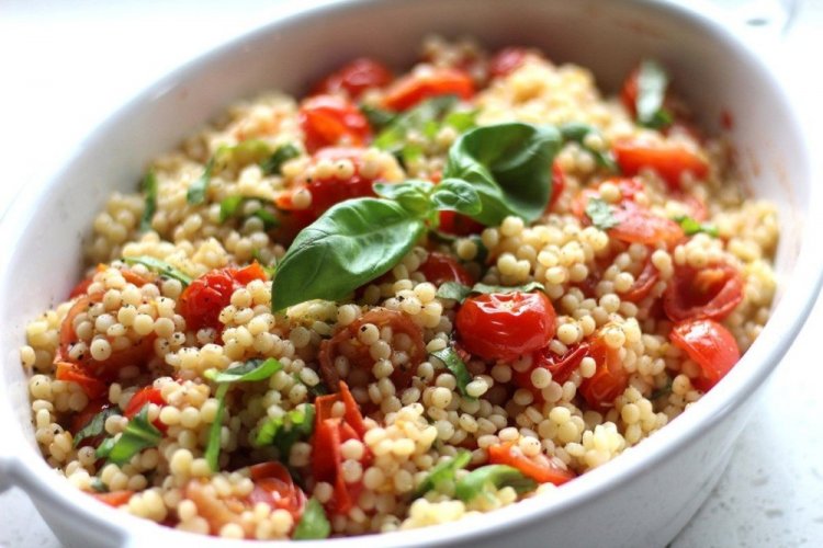 Ptitiim Salad with Bacon and Roasted Pepper