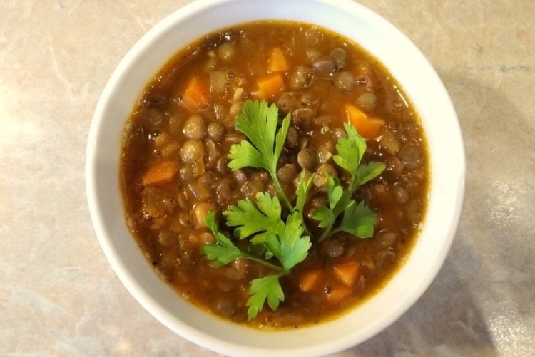 Lenten Soup with Ptitiim and Lentils
