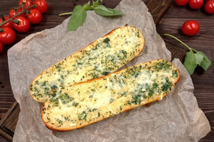 Baked Baguette with Garlic and Herbs