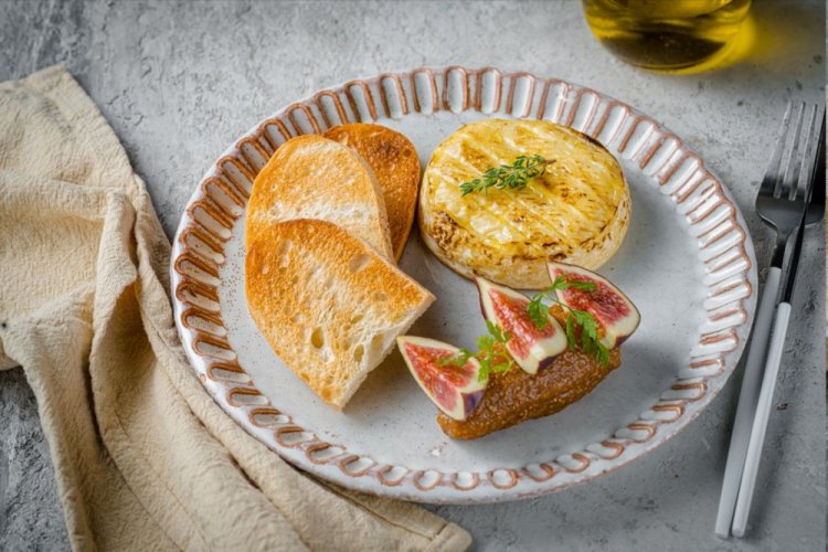 Camembert with Baguette and Figs