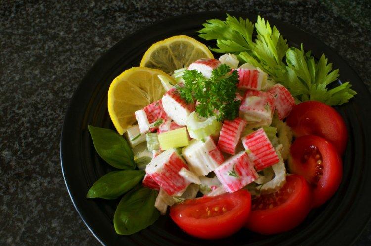Crab Stick, Melon, and Greek Yogurt Salad
